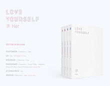 Load image into Gallery viewer, BTS LOVE YOURSELF 承 'Her' 4 Versions - 1 Booklet(100p) + 1 Photocard(Random 1 out of 28)+ 1 Mini Book(4 Versions, 20p) + 1 Sticker Pack