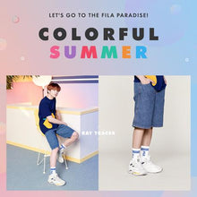 Load image into Gallery viewer, Fila x BTS Summer Collection Big Logo Short Sleeve Tee Neon Blue